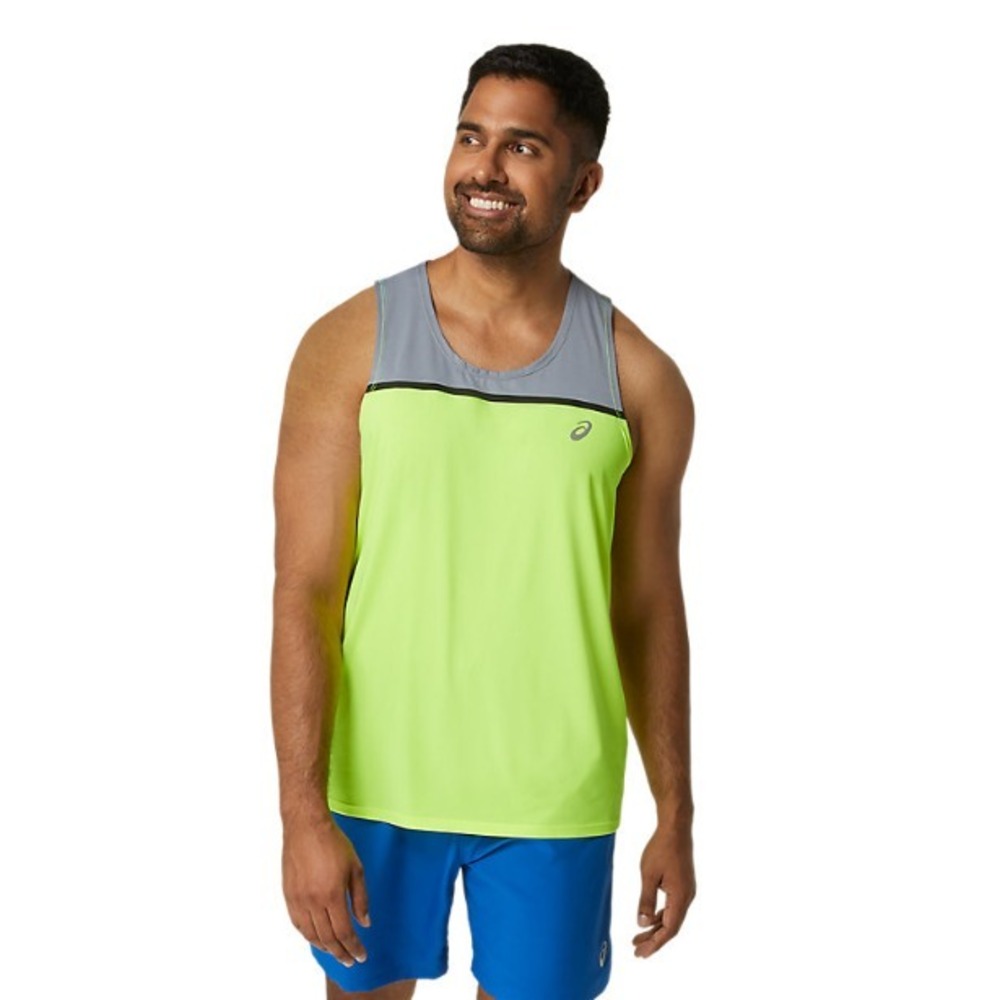 ASICS® (Men's 3XL) PR Lyted Singlet Tank in Safety‎ Yellow/Sheet Rock